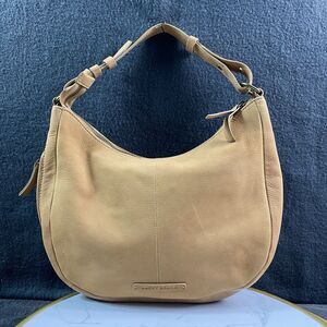 Lucky Brand Ebon Leather Hobo Shoulder Bag Light Tan Brown Boho Slouchy Purse